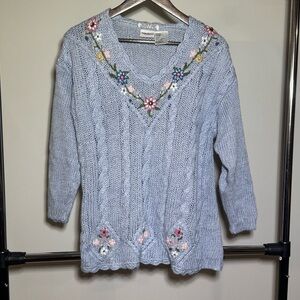 Embroidered Blue Sweater Size Medium